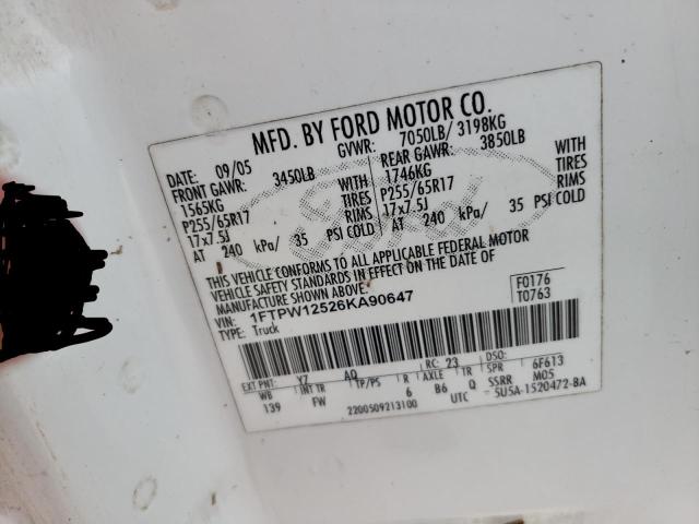 1FTPW12526KA90647 Ford F150 Super 2006. Фото: 9