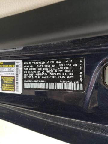 2010 VOLKSWAGEN EOS LUX WVWFA7AH7AV015684