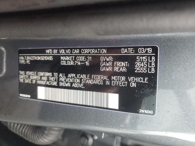 2019 VOLVO S60 T6 MOM 7JRA22TK9KG010495