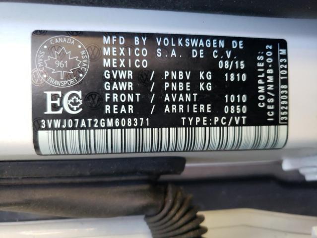 2016 VOLKSWAGEN BEETLE SE 3VWJ07AT2GM608371