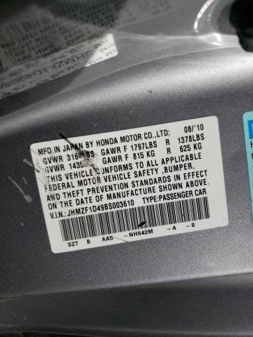 2011 HONDA CR-Z JHMZF1D49BS003610