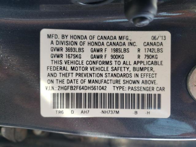 2013 HONDA CIVIC HF 2HGFB2F64DH561042