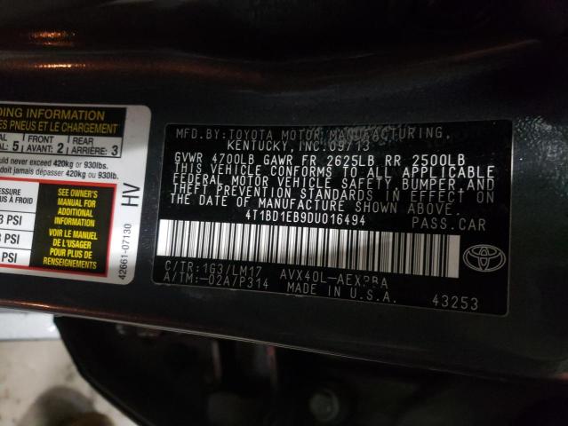 2013 TOYOTA AVALON HYB 4T1BD1EB9DU016494