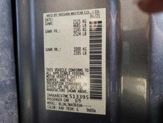 2021 NISSAN MAXIMA SV 1N4AA6CV7MC513395