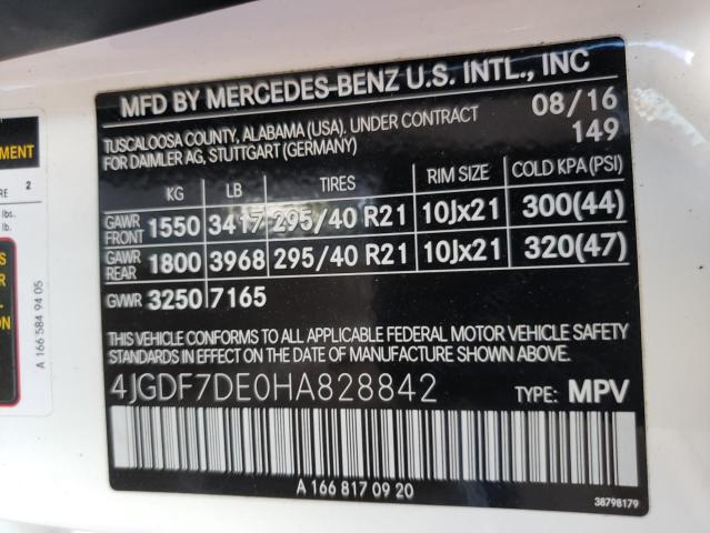 2017 MERCEDES-BENZ GLS 550 4M 4JGDF7DE0HA828842