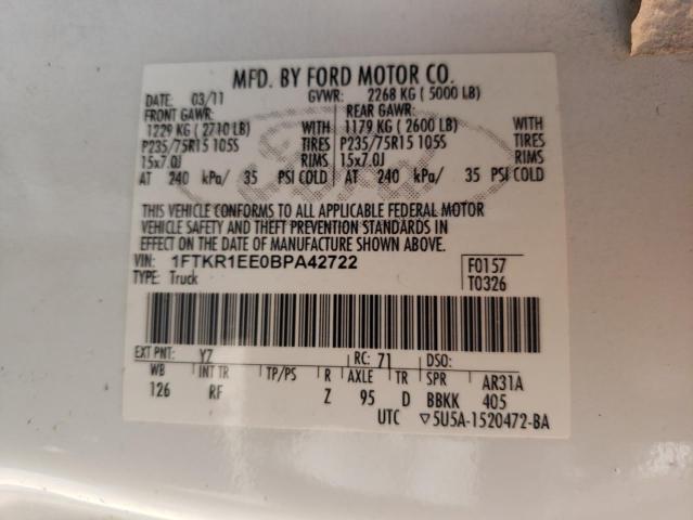 2011 FORD RANGER SUP 1FTKR1EE0BPA42722