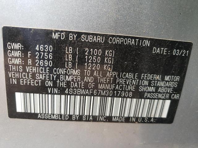 2021 SUBARU LEGACY PRE 4S3BWAF67M3017908