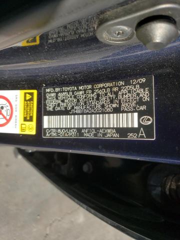 2010 LEXUS HS 250H JTHBB1BA2A2021080