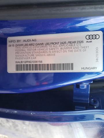 2016 AUDI S3 PREMIUM WAUB1GFF6G1036156
