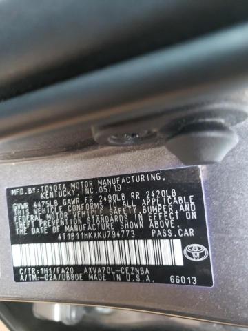 2019 TOYOTA CAMRY L AU 4T1B11HKXKU794773
