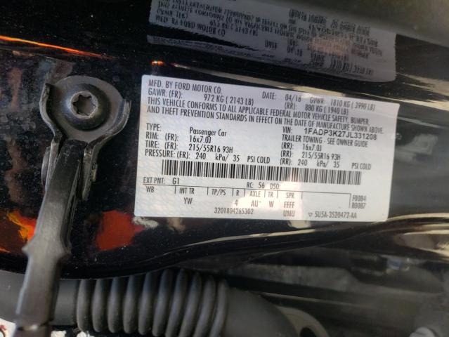 1FADP3K27JL331208 FORD FOCUS 2018