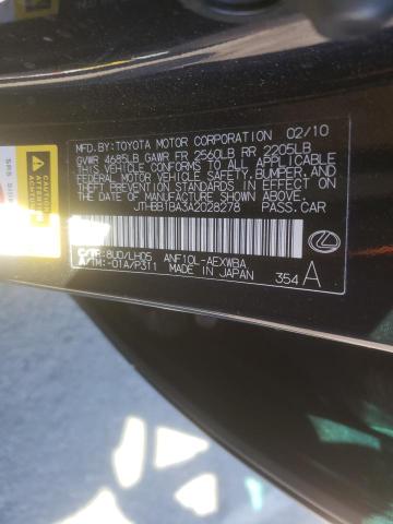 2010 LEXUS HS 250H JTHBB1BA3A2028278