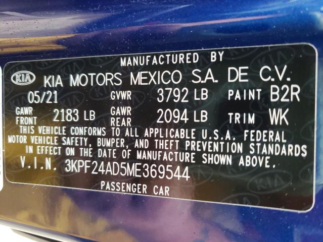 3KPF24AD5ME369544 KIA FORTE FE