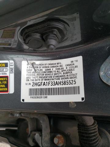 2010 HONDA CIVIC VP 2HGFA1F33AH585525