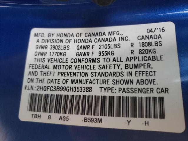 2016 HONDA CIVIC TOUR 2HGFC3B99GH353388