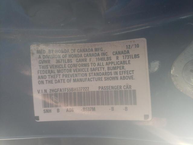 2HGFA1F55BH537222 Honda Civic Lx 2011. Фото: 9