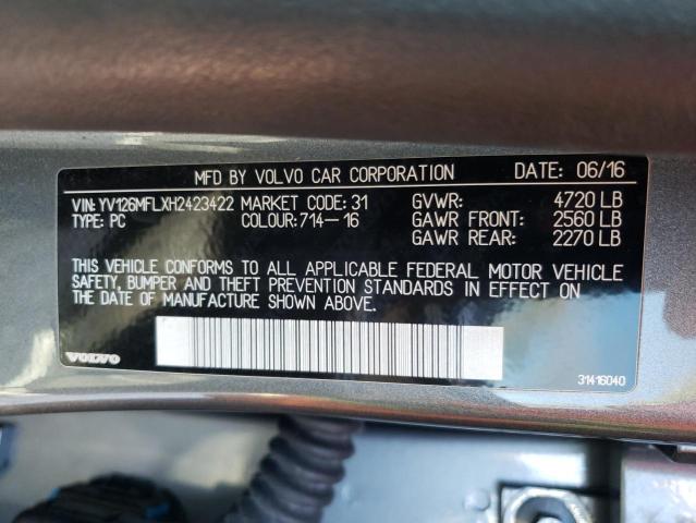 2017 VOLVO S60 YV126MFLXH2423422