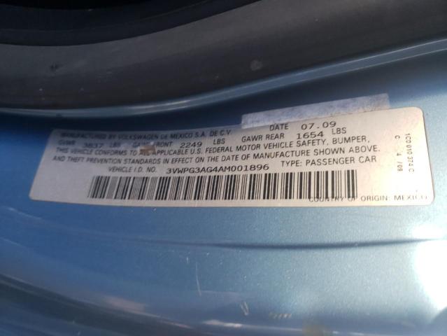 2010 VOLKSWAGEN NEW BEETLE 3VWPG3AG4AM001896
