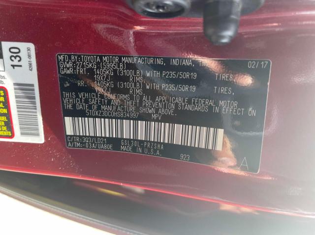 2017 TOYOTA SIENNA SE 5TDXZ3DC0HS834997
