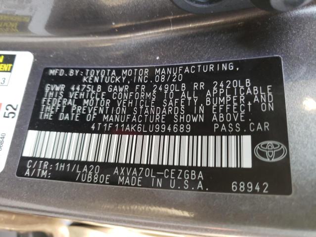 2020 TOYOTA CAMRY XLE 4T1F11AK6LU994689