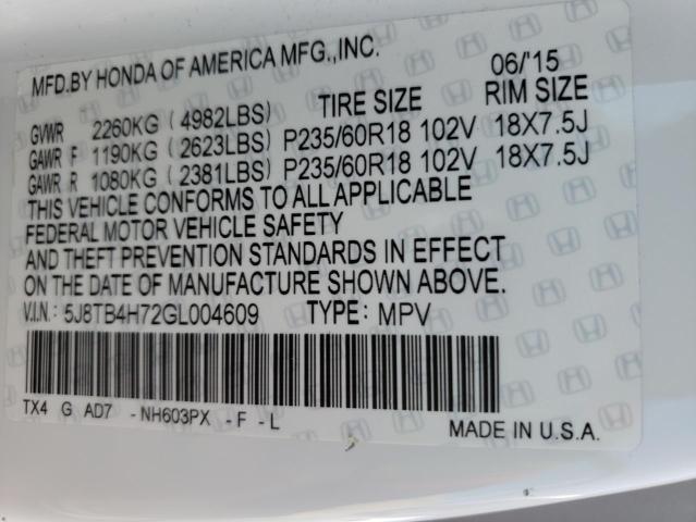 2016 ACURA RDX ADVANC 5J8TB4H72GL004609