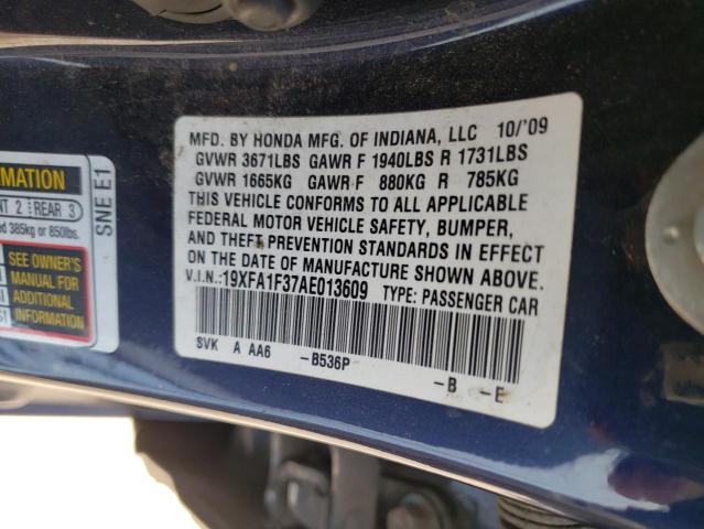 2010 HONDA CIVIC VP 19XFA1F37AE013609