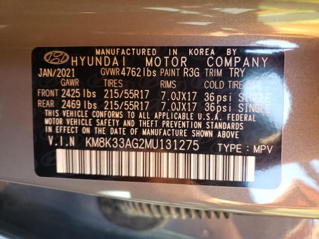2021 HYUNDAI KONA LIMIT KM8K33AG2MU131275