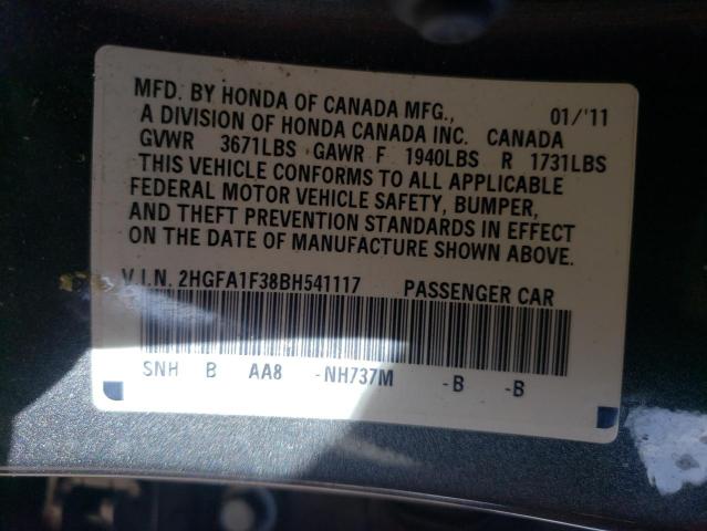 2011 HONDA CIVIC VP 2HGFA1F38BH541117