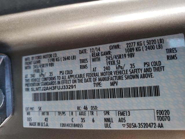 2015 LINCOLN MKC 5LMTJ2AH3FUJ33291
