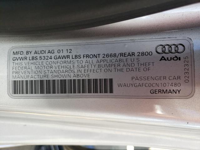 2012 AUDI A7 PREMIUM WAUYGAFC0CN107480