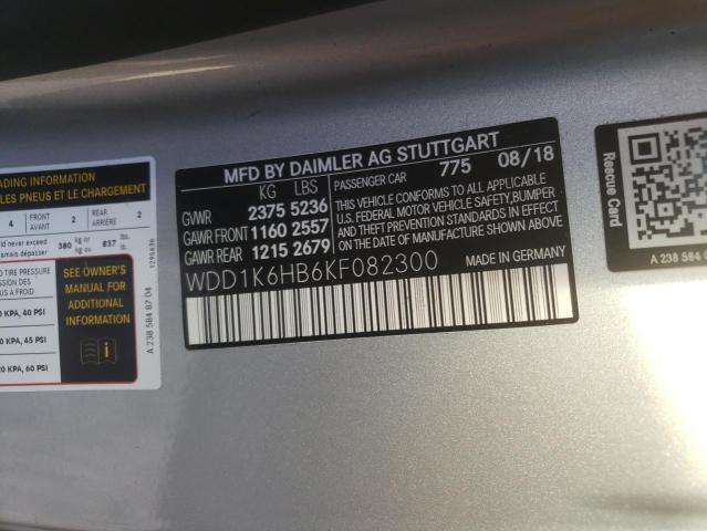 2019 MERCEDES-BENZ E 450 WDD1K6HB6KF082300