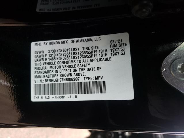 2022 HONDA ODYSSEY EL 5FNRL6H97NB002907