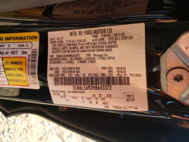 2017 LINCOLN MKZ PREMIE 3LN6L5A92HR643372