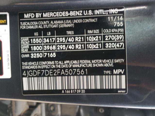 2015 MERCEDES-BENZ GL 550 4MA, 4JGDF7DE2FA507561 - 10