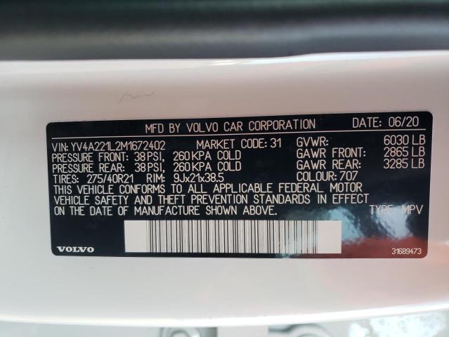 2021 VOLVO XC90 T6 IN YV4A221L2M1672402