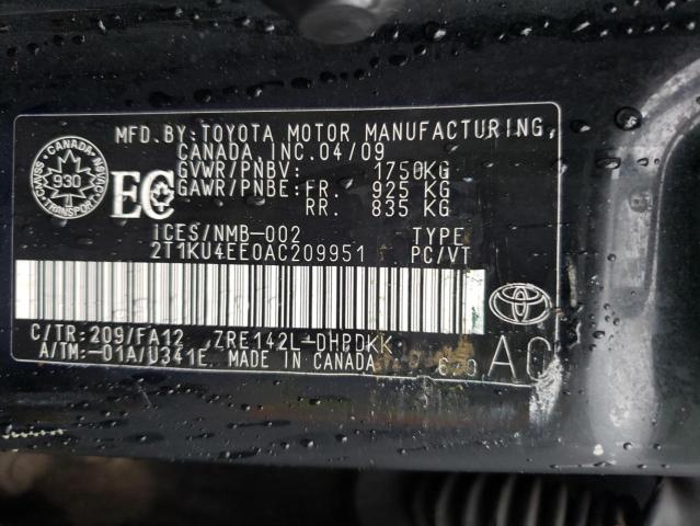2010 TOYOTA COROLLA MA 2T1KU4EE0AC209951