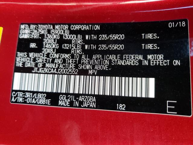 2018 LEXUS RX 350 L JTJGZKCA4J2002552