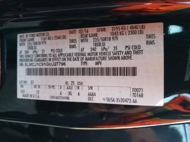 2016 LINCOLN MKC PREMIE 5LMCJ1C91GUJ27796