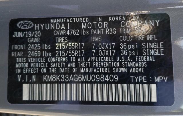2021 HYUNDAI KONA LIMIT KM8K33AG6MU098409