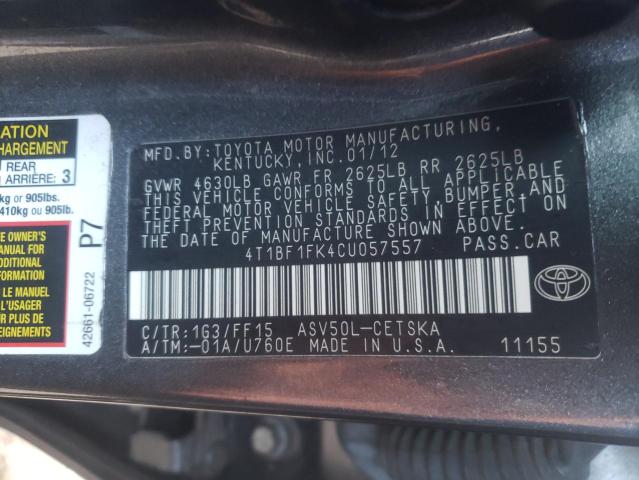 4T1BF1FK4CU057557 Toyota Camry Base 2012. Фото: 9
