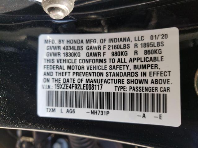 2020 HONDA INSIGHT TO 19XZE4F92LE008117