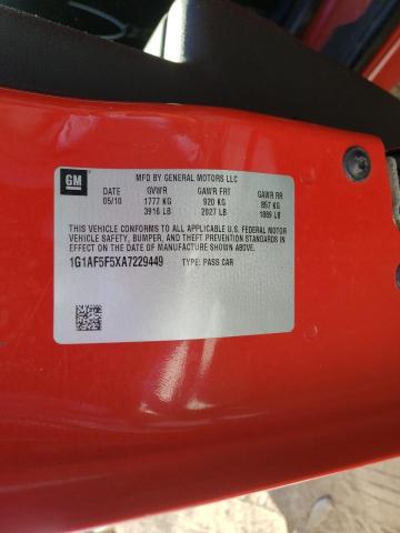 2010 CHEVROLET COBALT 2LT 1G1AF5F5XA7229449