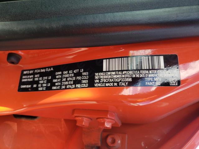2016 FIAT 500X POP ZFBCFXAT0GP333896
