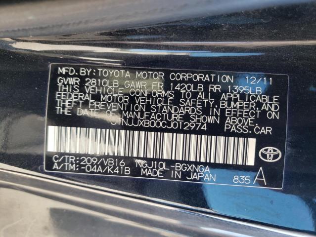 2012 TOYOTA SCION IQ JTNJJXB00CJ012974