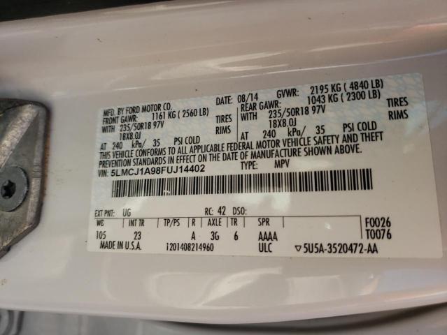 2015 LINCOLN MKC 5LMCJ1A98FUJ14402