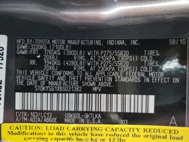2011 TOYOTA SEQUOIA LI 5TDKY5G1XBS031382