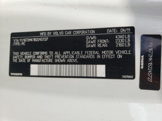 2011 VOLVO C30 T5 YV1672MK1B2245727