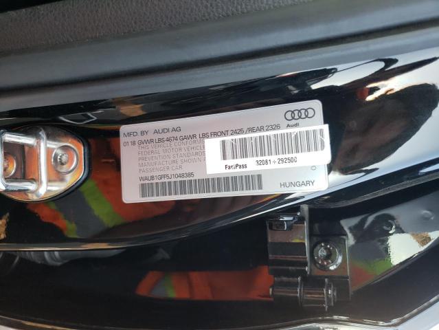 2018 AUDI S3 PREMIUM WAUB1GFF5J1048385