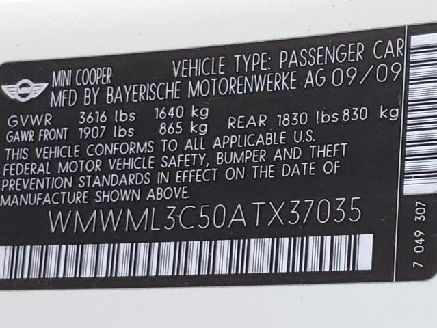 2010 MINI COOPER CLU WMWML3C50ATX37035