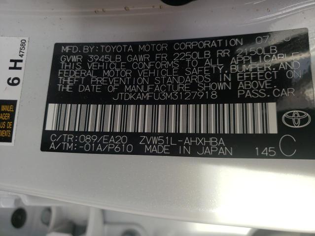 2021 TOYOTA PRIUS SPEC JTDKAMFU3M3127918